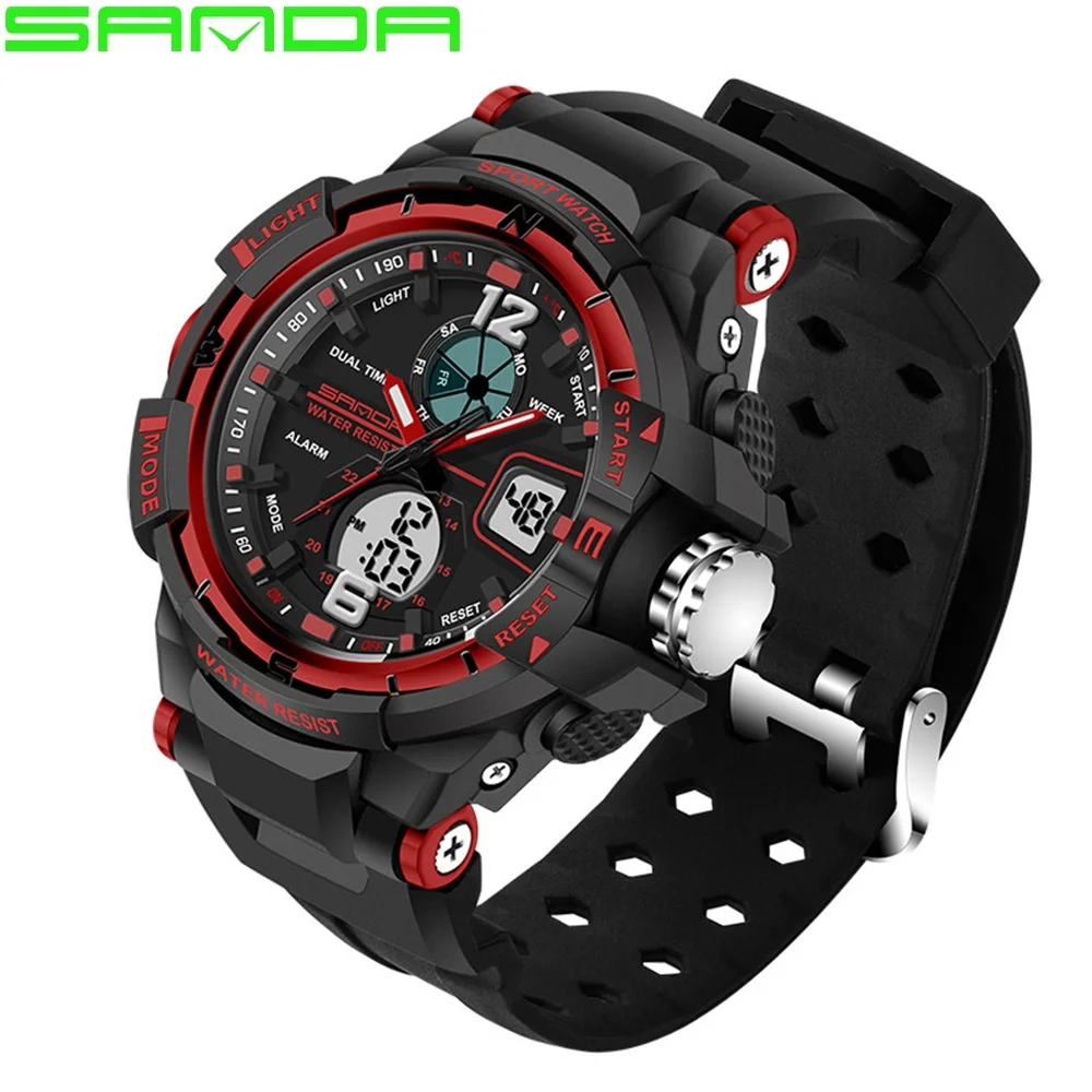 SANDA брендовые Детские спортивные часы светодиодный электронные кварцевые