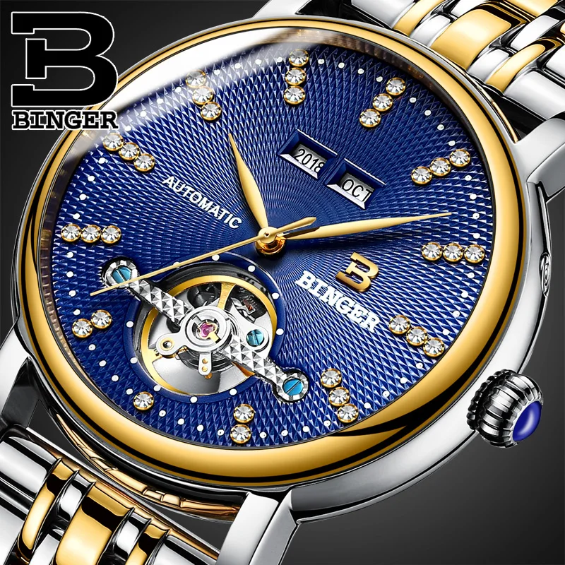 Новые швейцарские мужские часы BINGER роскошные брендовые автоматические