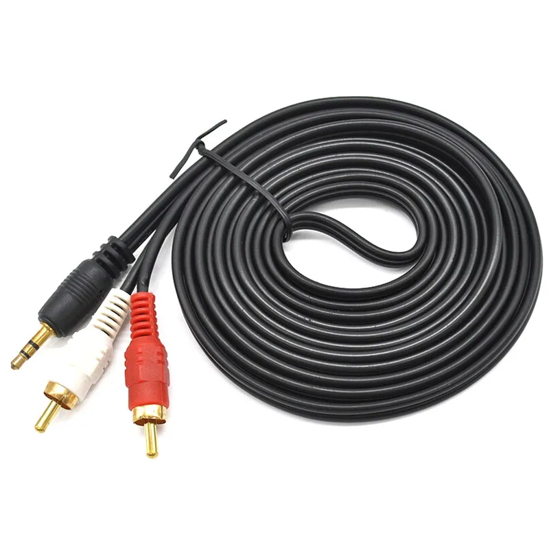 1.5M/3M/5M/10M 3.5 MM Male Jack to AV 2 RCA Male Stereo Music Audio Cable Cord AUX for Mp3 Pod Phone TV Sound Speakers