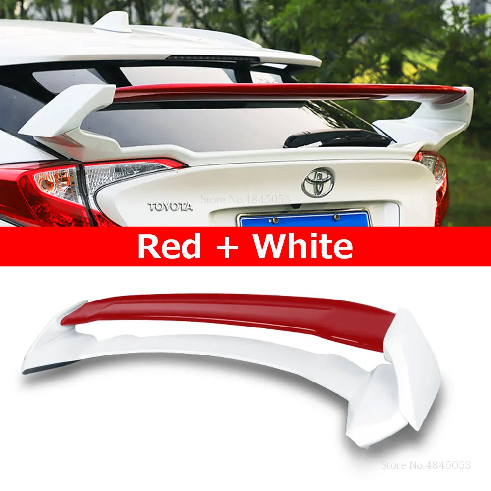 red and white AITWATT, автомобильный Стайлинг, высокое качество, АБС пластик, неокрашенный, задний черный спойлер, багажник, губы, крыло для Toyota CHR C-HR - Цвет: red and white