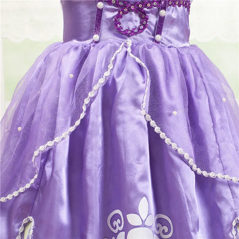 2018 Girls Summer Dresses Princess Sofia Cosplay Costume Children Christmas Kids Birthday Party Purple Fantasy Clothes | Детская одежда