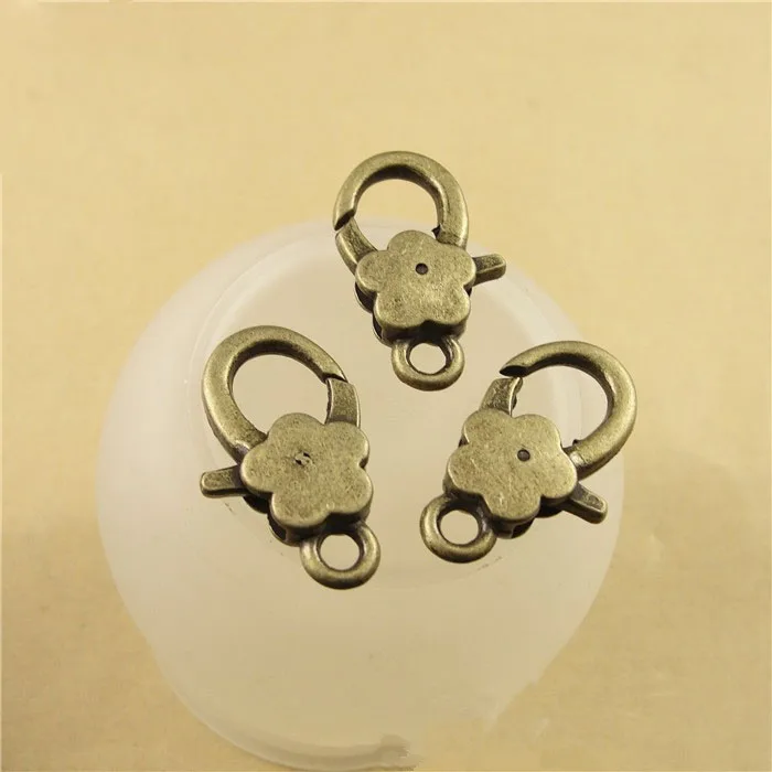 

10pcs/lot 16x27MM Antique Silver Plum blossom Lobster Clasp Hooks For Necklace Bracelet Chain DIY Jewelry Accessory Findings