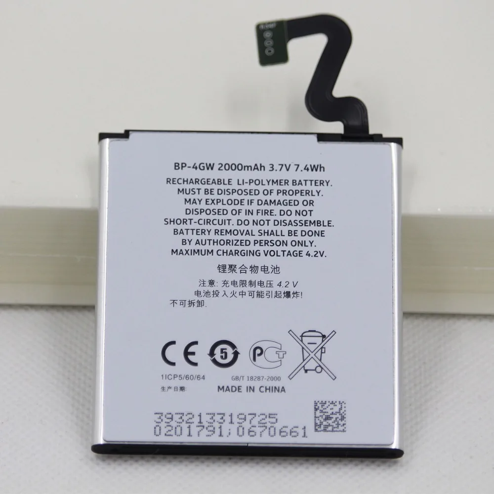 10 шт./лот 2000 мАч аккумулятор для телефона фотобатарея Nokia Lumia 920 920T 2000mAh BP4GW BP 4GW BP-4GW