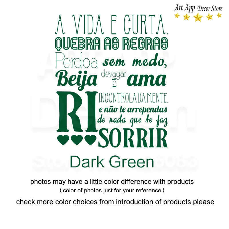 Dark Green Хорошее качество Искусство дизайн португальский самоуправление декор комнаты виниловые съемные настенные наклейки украшение дома Цитата комната, наклейка - Цвет: Dark Green