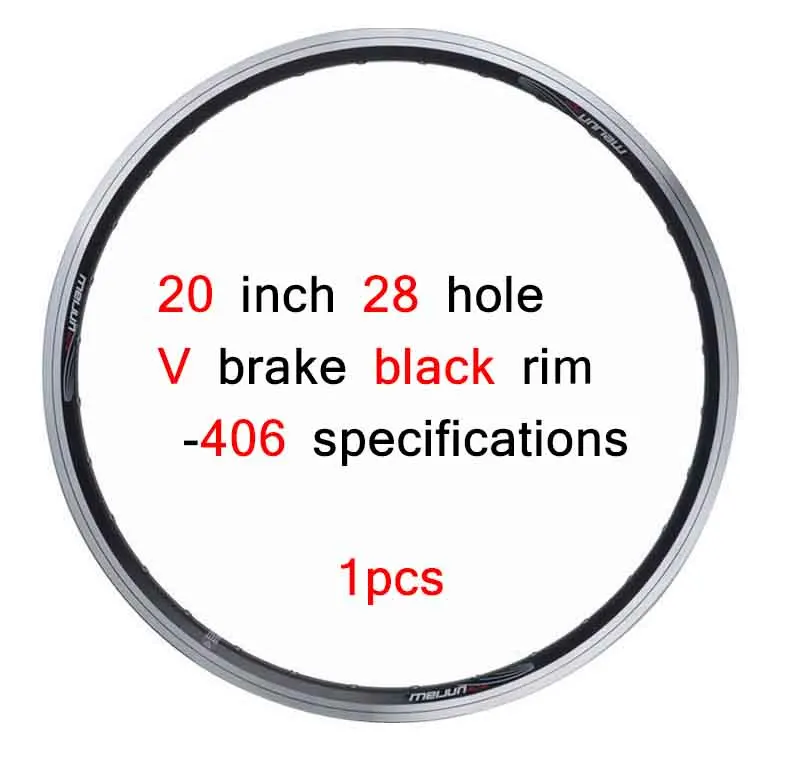20 in 28H black 406 MEIJUN20 24 26 27,5 29 дюймов 28H 32 H 36H V Тормозной двойной алюминиевый обод велосипеда - Цвет: 20 in 28H black 406