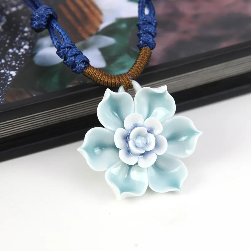 Новинка 2014 три цвета фарфоровое ожерелье ручная вязка цепочка шесть лепестков