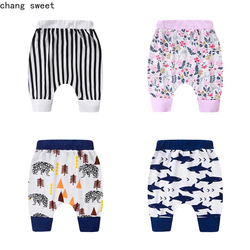 Хлопковые детские брюки для мальчиков и девочек шаровары летние новорожденных