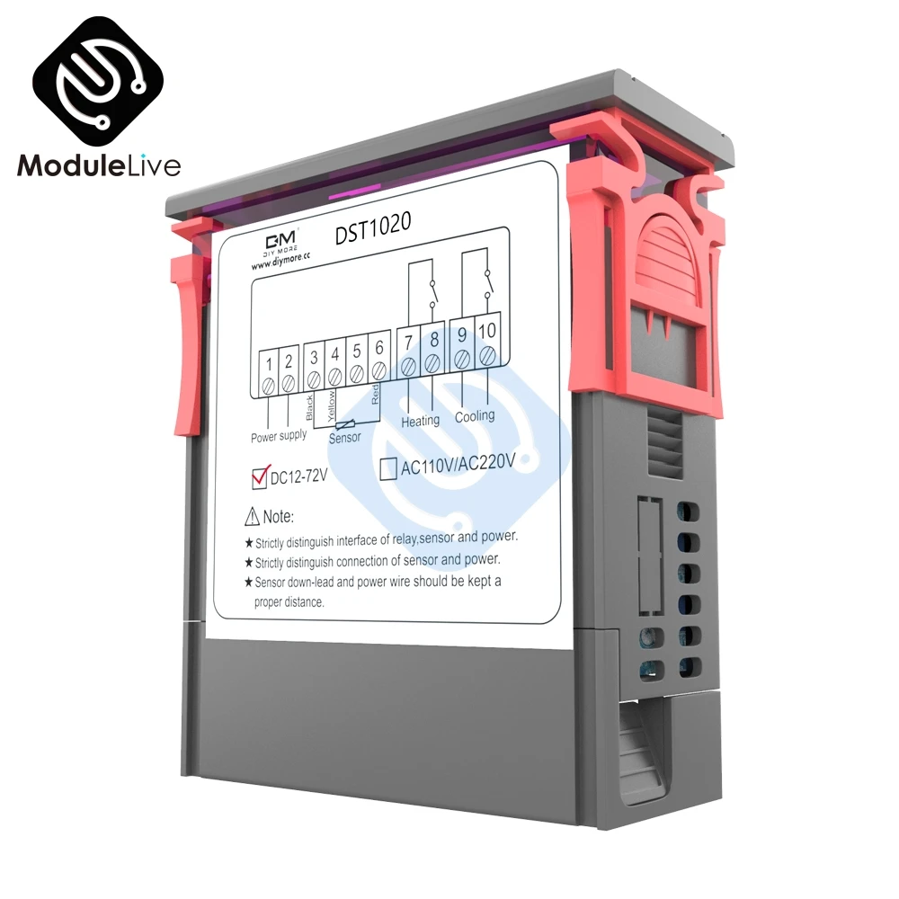 DST1020 AC 110-220V DC 12 V-72 V Цифровой терморегулятор DS18B20 датчик Водонепроницаемый заменить STC-1000
