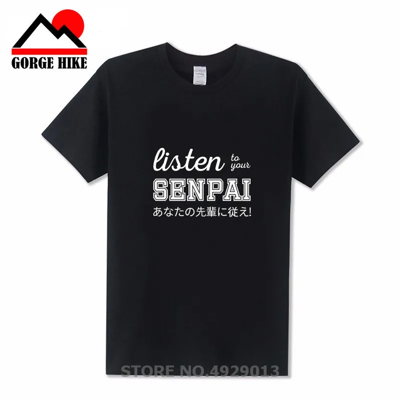 

High-Q Men Fashion O-Neck T-Shirt Harajuku Tops Tees Listen To Your Senpai T-Shirt, Japanese Inspired Otaku Sensei Funny T-Shirt