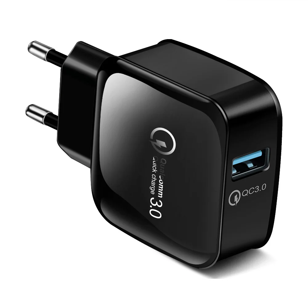 EU Black ROMICHW USB Quick Charge 3,0 2.4A для iPhone samsung Xiaomi huawei EU, быстрое зарядное устройство для мобильного телефона, зарядка для Redmi K20 OnePlus7 - Тип штекера: EU Black