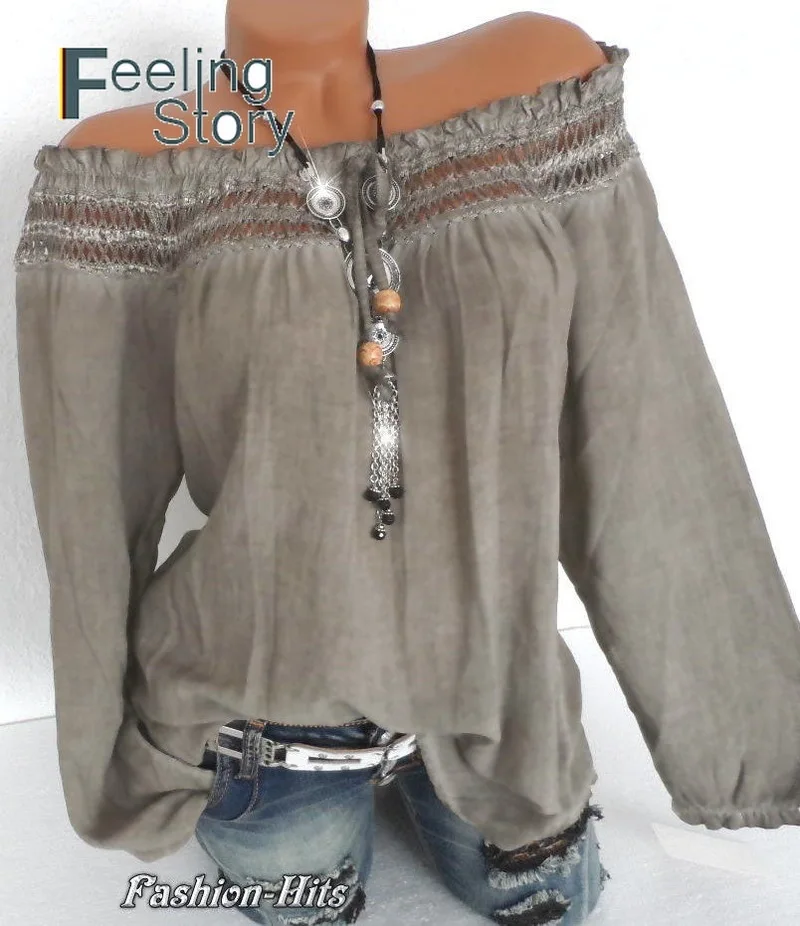 Бохо размера плюс Туника блузка с рукавами фонариками вырезом лодочкой