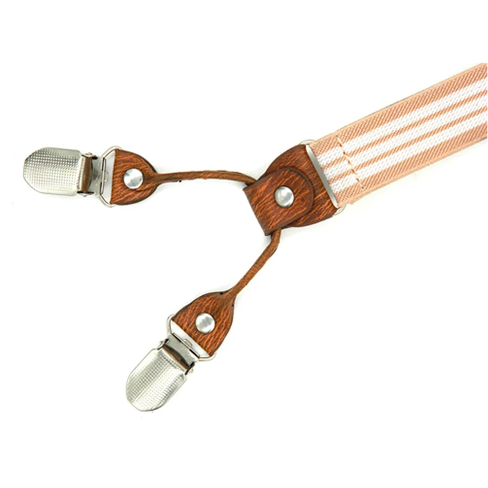 Милые Модная одежда для детей Детская мода коричневый 4 Зажимы Подтяжки женщин