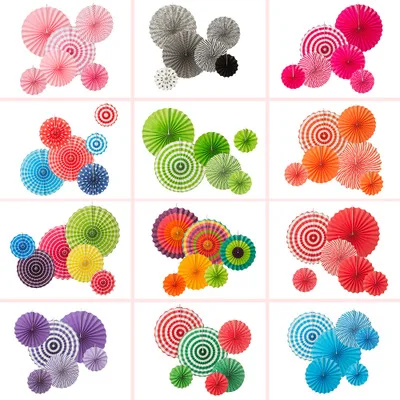 6 шт./компл. Красочные колеса веера из папиросной бумаги Цветы шары фонари