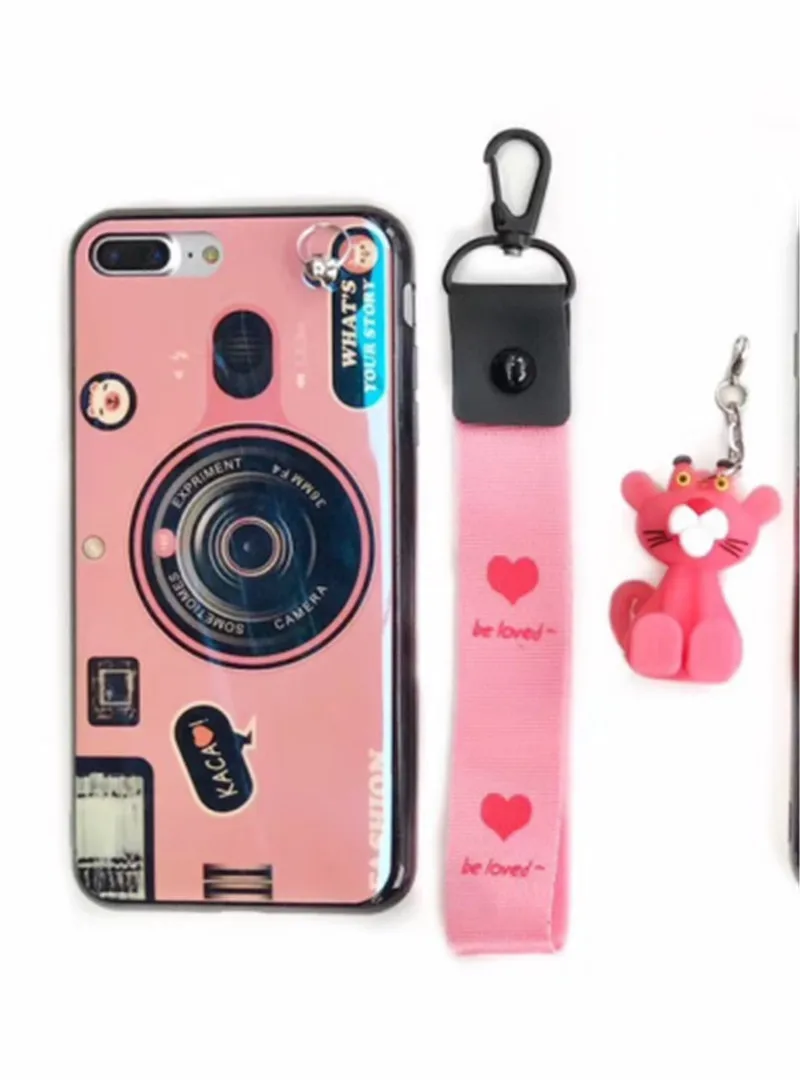 Case Doll lanyard Для huawei Y5 Y6 Y7 Y5 Y6 Prime Y7 Pro Y7 Y9 3D Стильный мягкий чехол из ТПУ с ремешком и кронштейном - Цвет: Case Doll lanyard