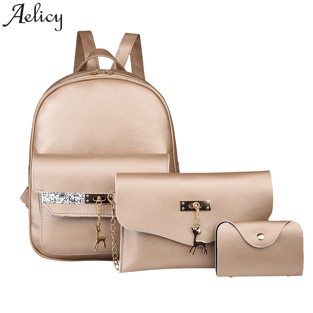 Aelicy, женский рюкзак, модный, кожаный, маленький, с оленем, для девочек, школьная сумка+ сумка через плечо+ сумка для карт, mochila feminina, Прямая поставка,, хит