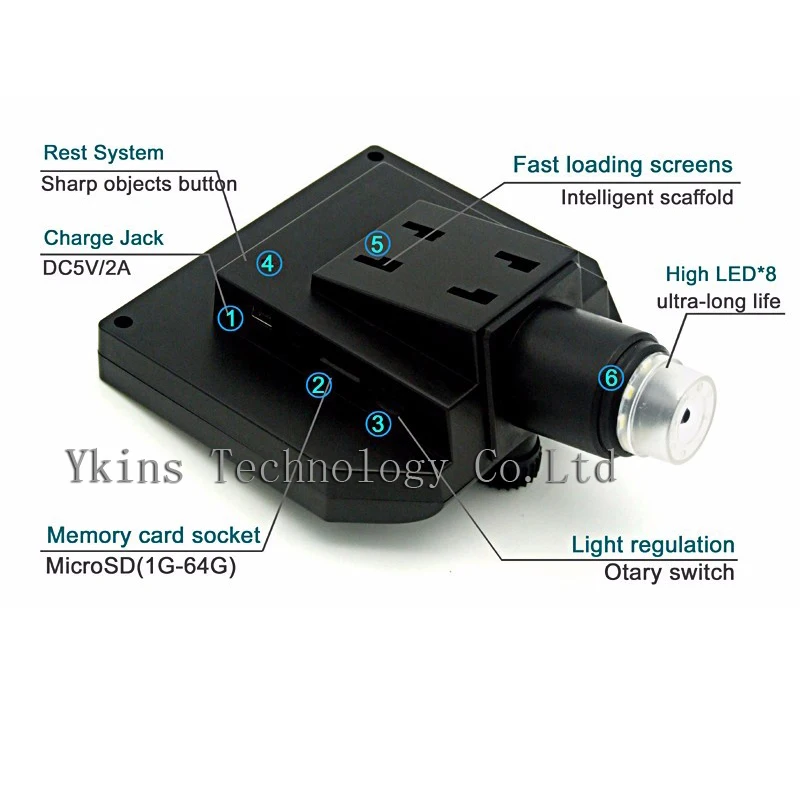 1-600x 3.6MP USB электронный портативный микроскоп 8 LED VGA 4 3 "высокой четкости ЖК-экран