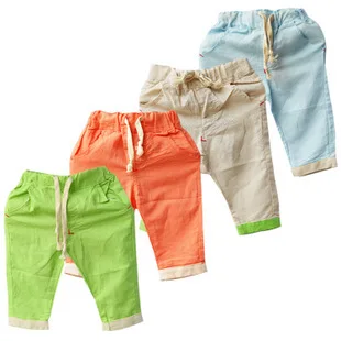 2017 New Summer capri Kids Pants Boys for Girls Children Linen Cotton Casual Leisure Trousers Fantasia Infantil | Детская одежда и