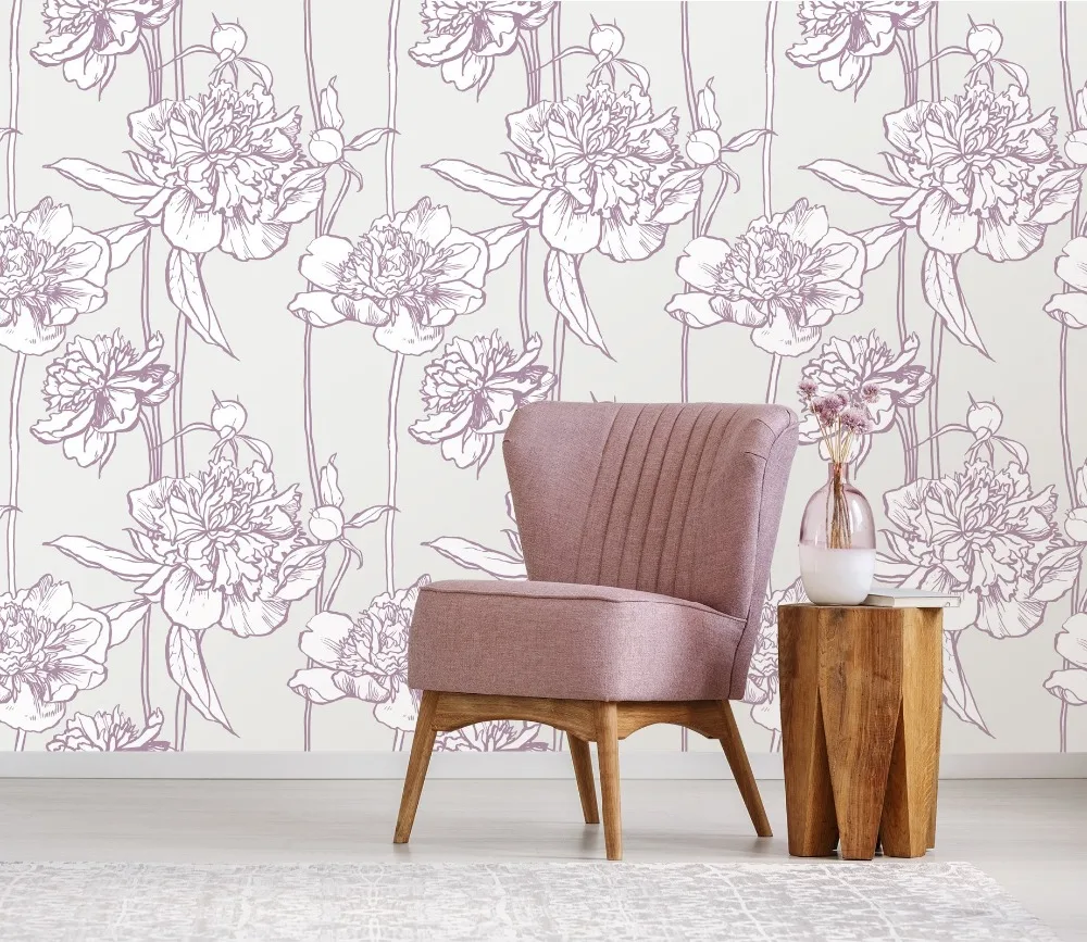 

[Self-Adhesive] 3D Simple Purple Flower Pattern 73 Wall Paper mural Wall Print Decal Wall Murals