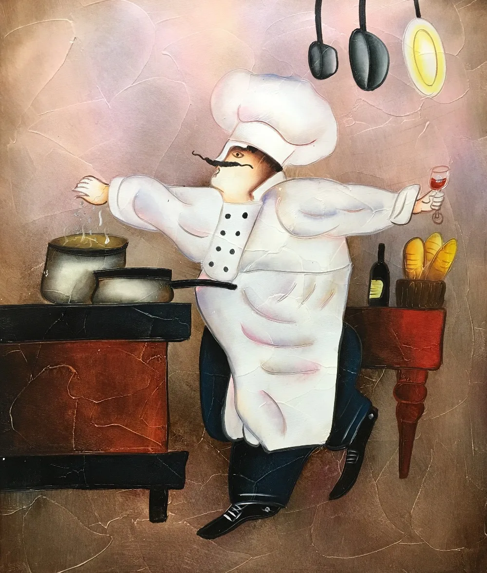 Ручная роспись мультфильма картина маслом на холсте современный кухонный холст