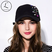 gzhilovingl new fashion cotton diamond baseball cap snapaback hat for women solid adult casual girls adjustable baseball caps