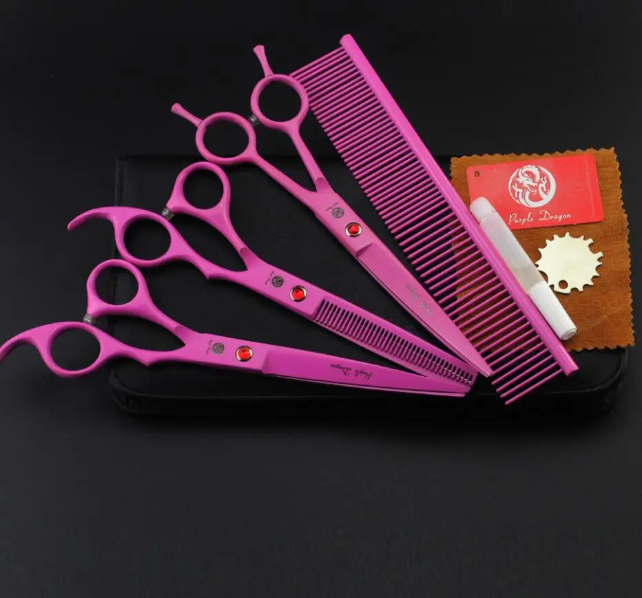 

New Pet Grooming Scissors Set 7 Inch Professional Japan Dog Shears Hair Cutting Thinning Curved Scissors Colorful