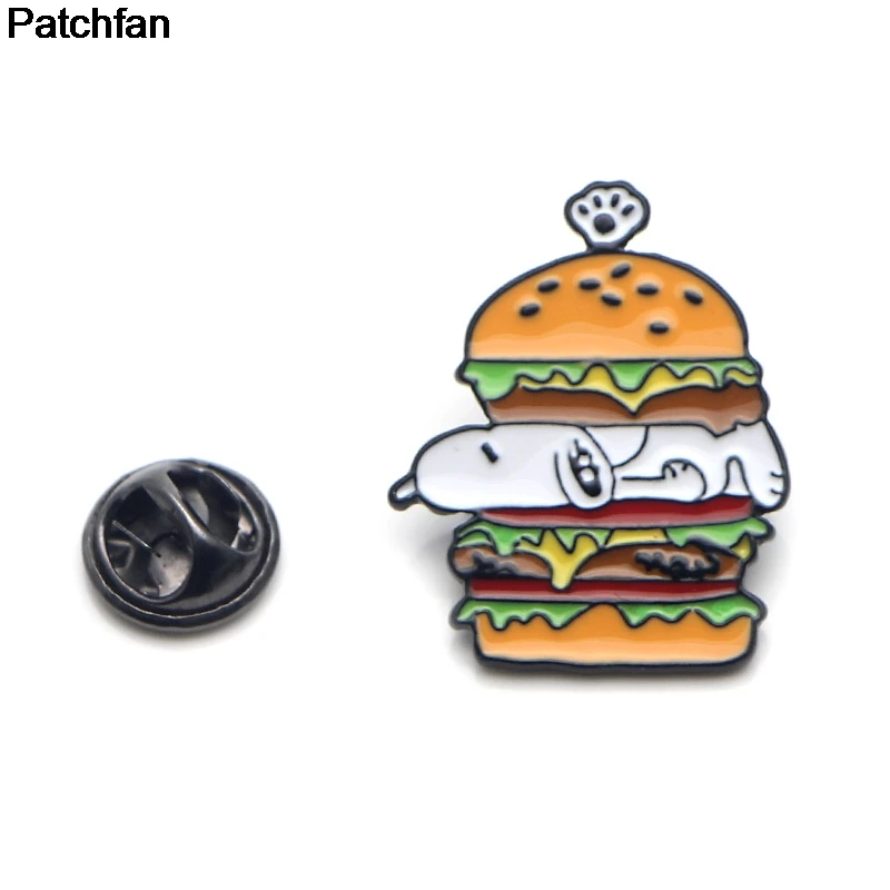 Patchfan мультфильм гамбургер собака цинк галстук значки пункт рубашка сумка Одежда Кепка рюкзак броши для обуви для значков медалей A1913 - Цвет: 1