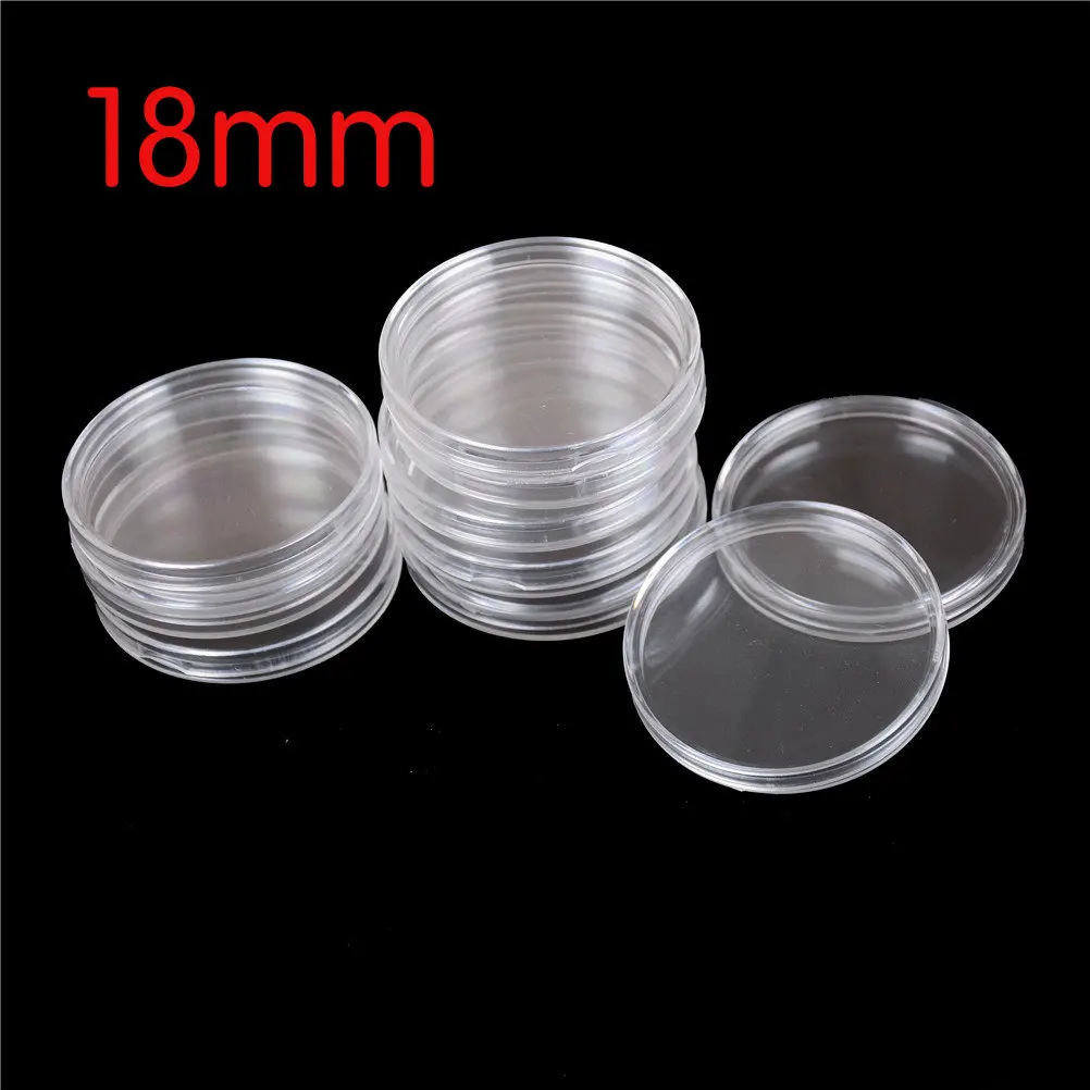 18mm 10 шт./лот, держатель для монет, капсулы, прозрачный чехол, коробка для коллекции монет, протектор 18 мм/27 мм/30 мм/32 мм/35 мм/40 мм/45 мм - Цвет: 18mm