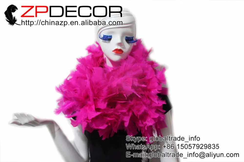 

ZPDECOR 2yards/lot Pretty Handwork Good Quality Dyed Hot Pink 150g Turkey Flat Feather Boas Wraps for Wedding Custume Decor