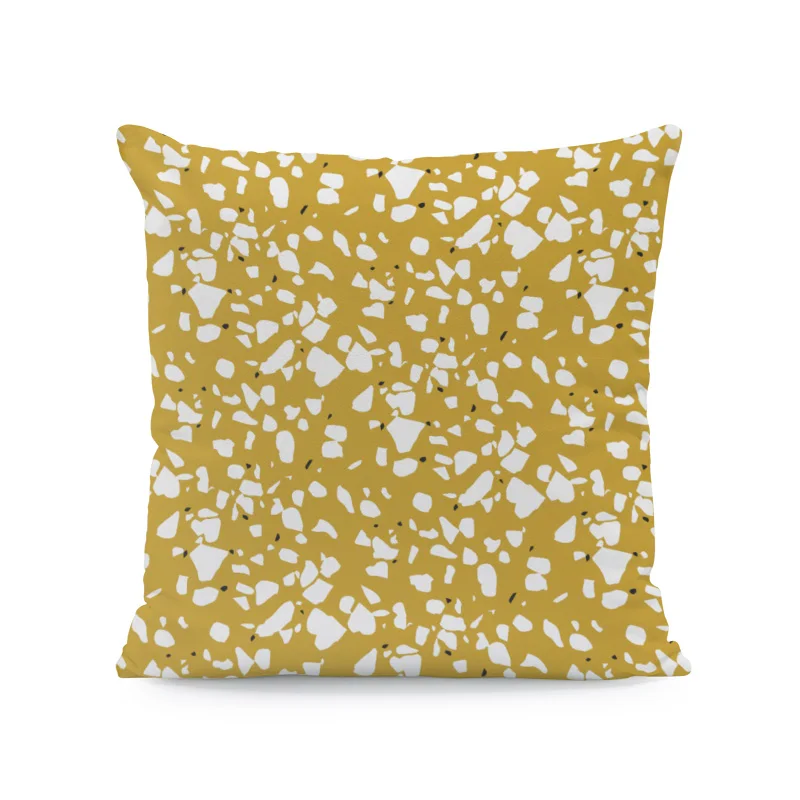 6 Fashion Literary Terrazzo Hug Pillow Stone Shard Stitching Pattern Comfortable Cushion Cover 45Cm Peach Skin Decorative Bedroom - Color: 6