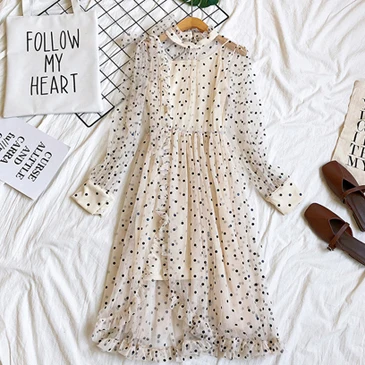 boho dress Платье в горошек с рюшами, летнее пляжное платье в стиле бохо, женские сетчатые сексуальные платья для вечеринок, корейское платье для женщин, богемное платье - Цвет: boho dress