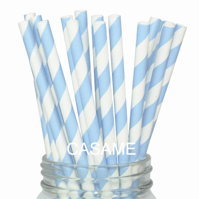 light blue 25 шт бумажные соломенные полосы вечерние красочное питье бумажные соломинки Свадебные украшения день рождения помолвки предметы для вечеринки, сувениры - Цвет: light blue