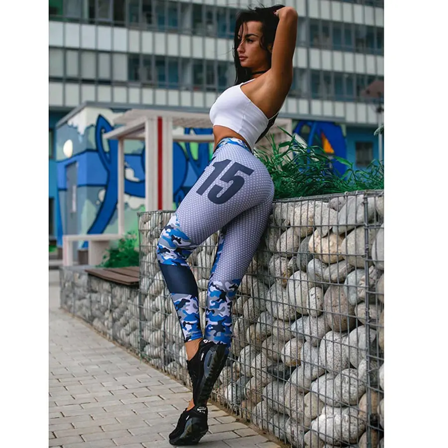 Фитнес Штаны с камуфляжным принтом Русалка Леггинсы Activewear тренировки узкие