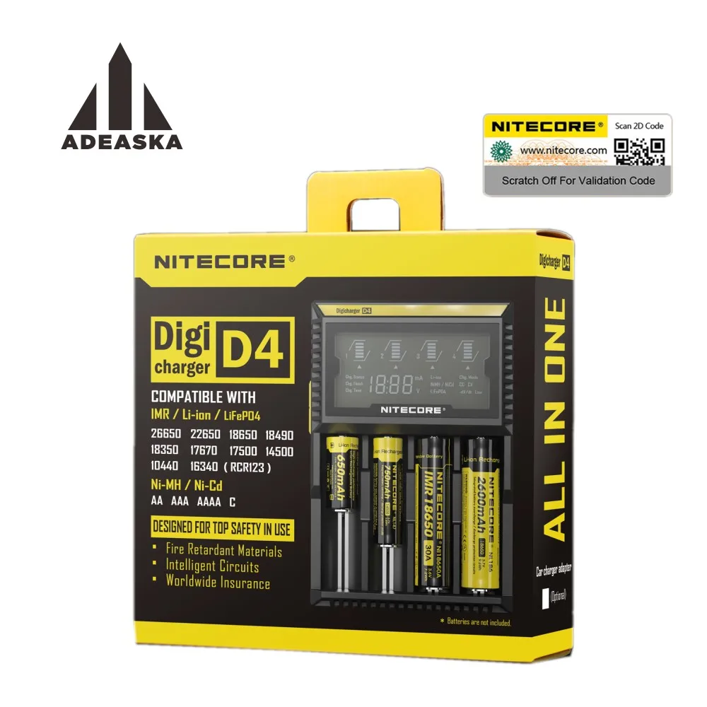 Зарядное устройство Nitecore D4 D2 I4 I2 Digi с ЖК дисплеем и интеллектуальной схемой