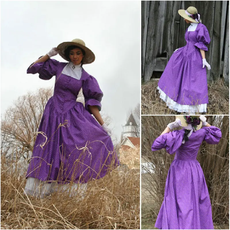 

History!Customer-made Purple Victorian dress 1860s Civil war Dress Scarlett Theater Costume Halloween Renaissance Dress V-501