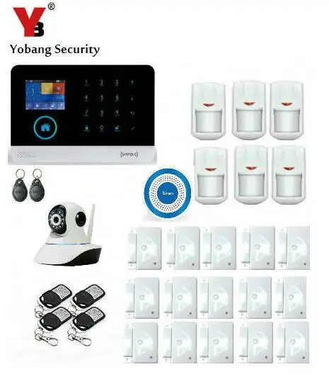Yobang Security Wireless LCD Display 3G GPRS Alarm System Network Camera Surveillance WIFI SMS House Alarma Kits Motion Alarmes |