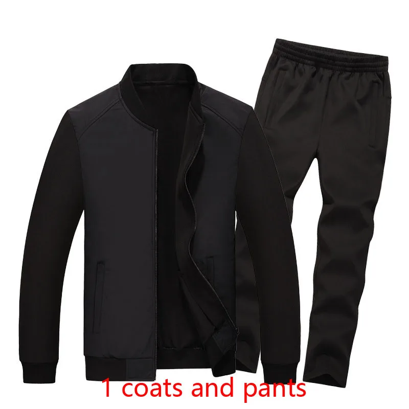 black(coat and pant) MFERLIER, осенне-зимние куртки для мужчин, большие размеры 5XL 6XL 7XL 8XL 9XL 10XL, обхват груди 146 см, длинный рукав, плюс размер, верхняя одежда для мужчин, 2 цвета - Цвет: black(coat and pant)