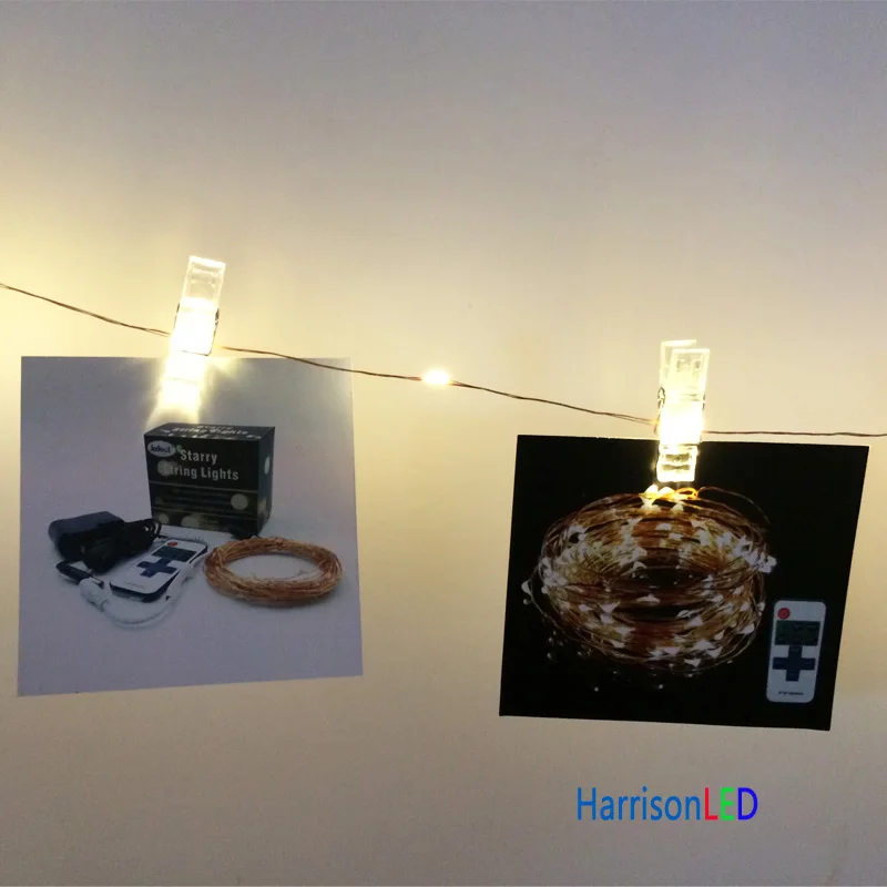 HarrisonTek 33ft100 светодиодный Сказочный светильник s Медь провод фото висит клипы