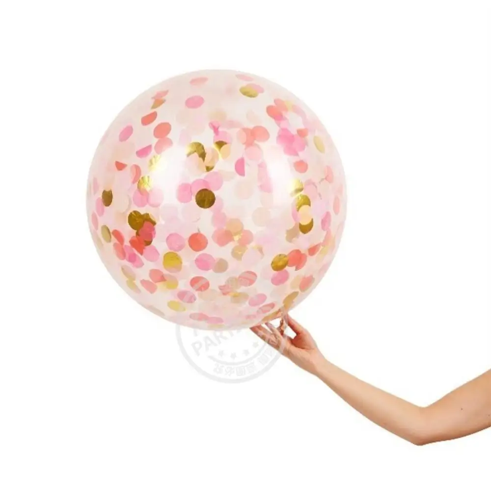 light pink gold 1 шт. Новинка 36 дюймов большой воздушный шар "Конфетти" Свадебные украшения надувные прозрачные латексные воздушные шары День рождения вечерние украшения - Цвет: light pink gold