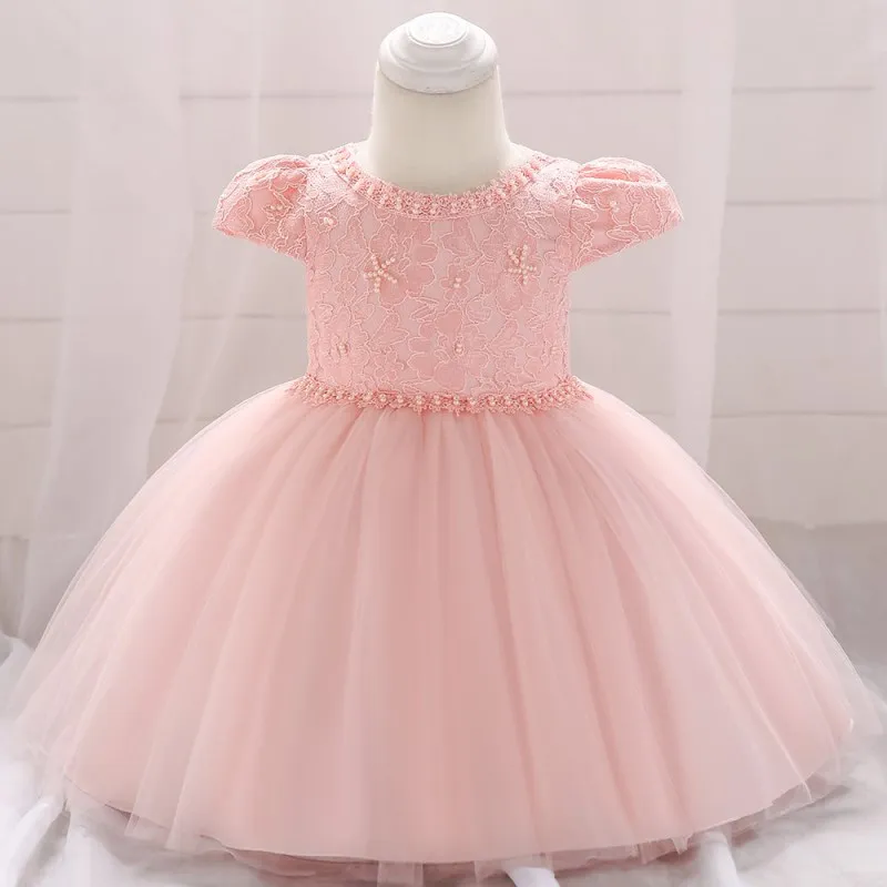 peach pink Одежда для новорожденных; платья для девочек с цветочным узором, кружевом и бантом, для маленьких девочек, платье для крещения 9 мес., 24 мес., 1 год День рождения платье принцессы платья для маленьких девочек L1873XZ - Цвет: peach pink
