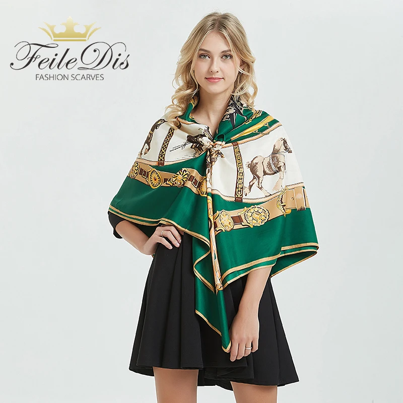 [FEILEDIS]2019 роскошный бренд новый дизайн шелковый шарф высокое качество Дамская