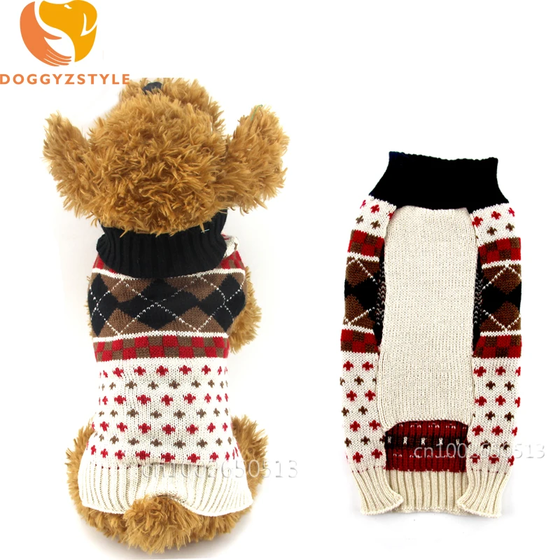 

Xmas Pet Dog Sweater Puppy Clothes Stripe Winter Pets Knitwear Clothing For Small Dogs Christmas Outdoors Warm Coat Costumes