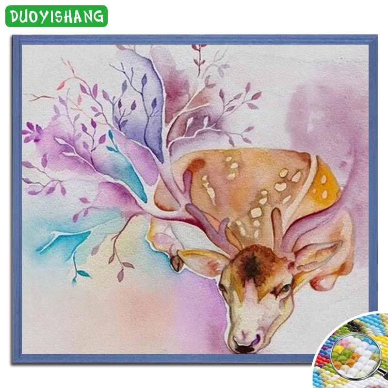 DUOYISHANG 5D DIY Алмазная картина акварель олень полный квадрат вышивка мозаика