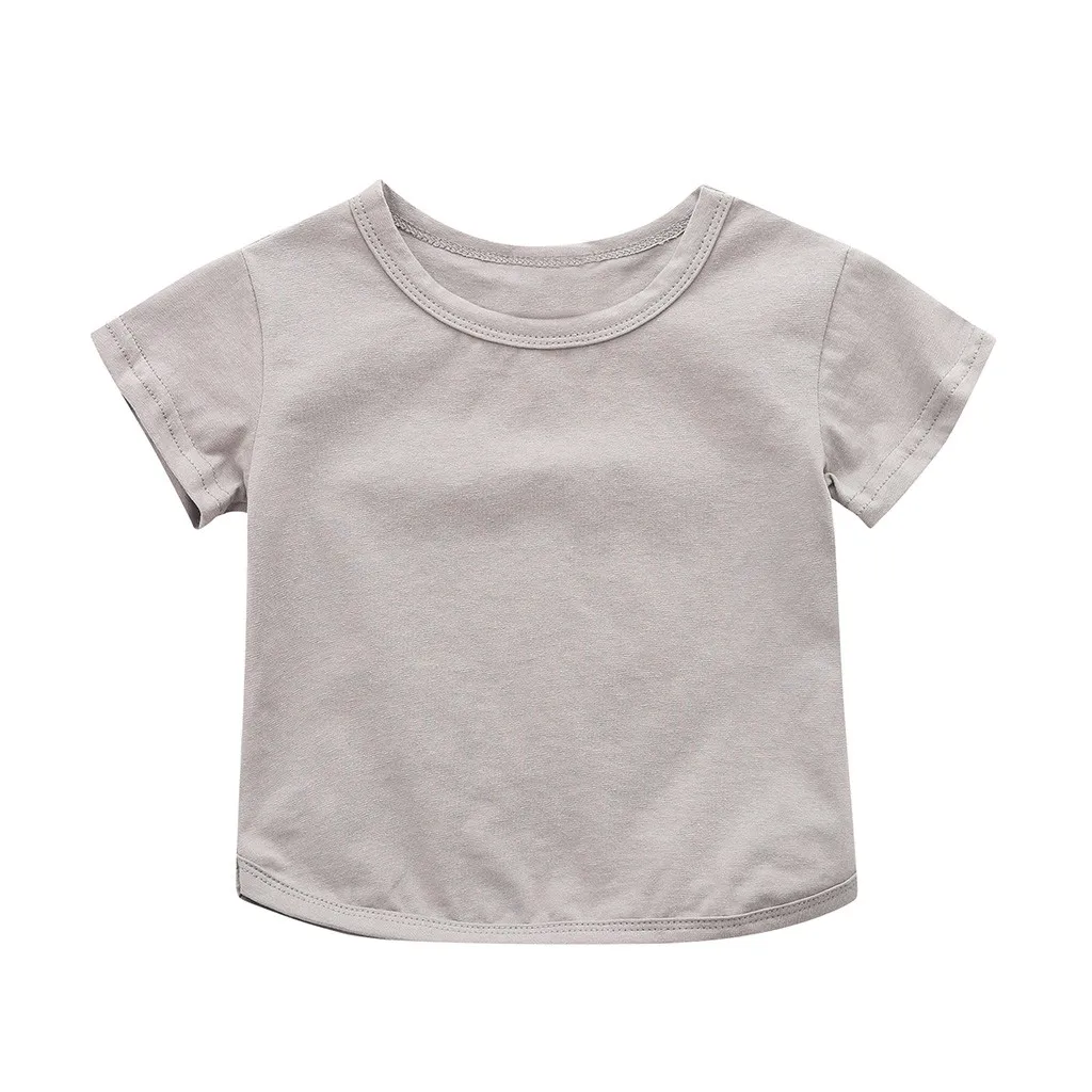 

2020 boys Children Baby Kids Short Sleeve Solid Color shirt Boys Girls Clothes