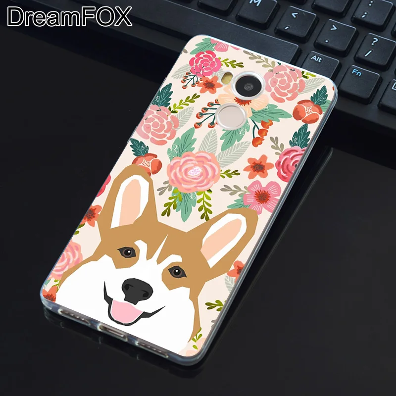 DREAMFOX L386 Cute Corgi Dog Soft TPU Silicone Case Cover For Xiaomi Redmi Note 3 4 4X 5 5A 6 7 Pro Global |