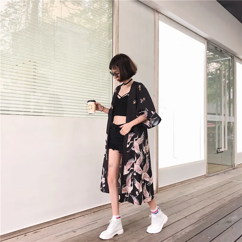 Японское кимоно Yukata кардиган пляжное платье Купальник для женщин с длинным рукавом Haori кимоно пляжное платье Пляжная одежда Парео Плайя