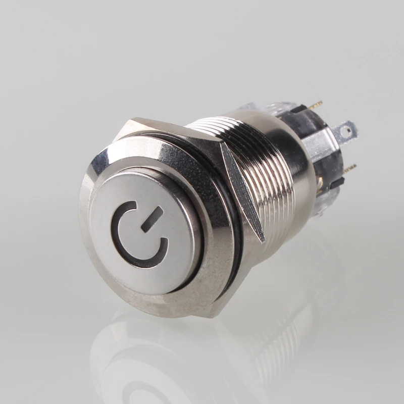 19mm High Head Push Button Switch Waterproof Power Symbol Led Self locking Momentary with Free Connector | Обустройство дома