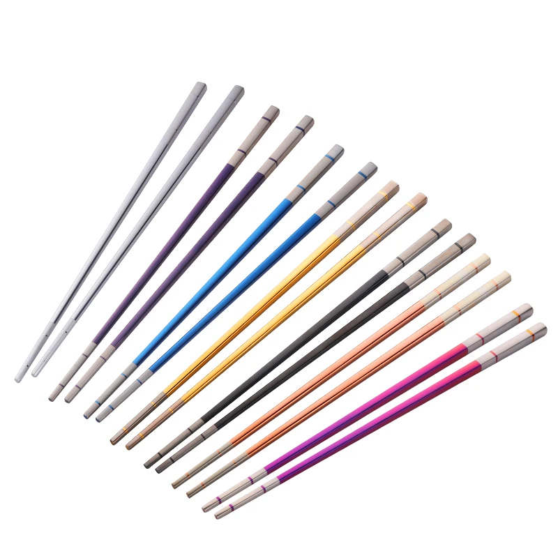 

5 Pairs Japanese Chopsticks Black Sushi chopsitck Stainless Steel Chopsitck Set Square Laser Engraver Metal Chopstick 304