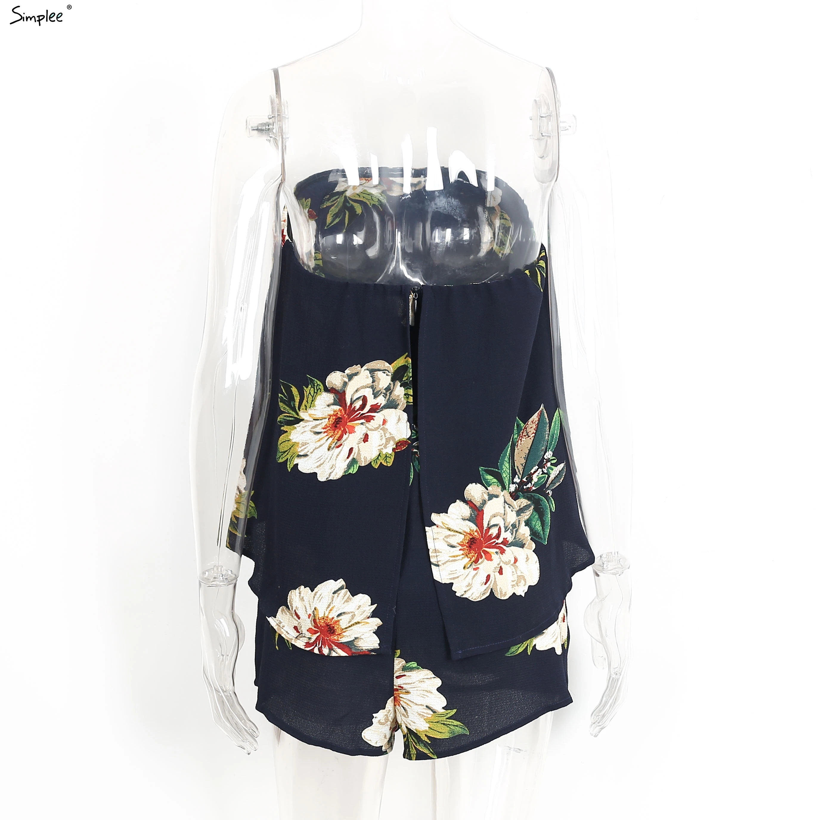 Женский комбинезон Simplee без бретелек 2019 летняя женская пляжная одежда с