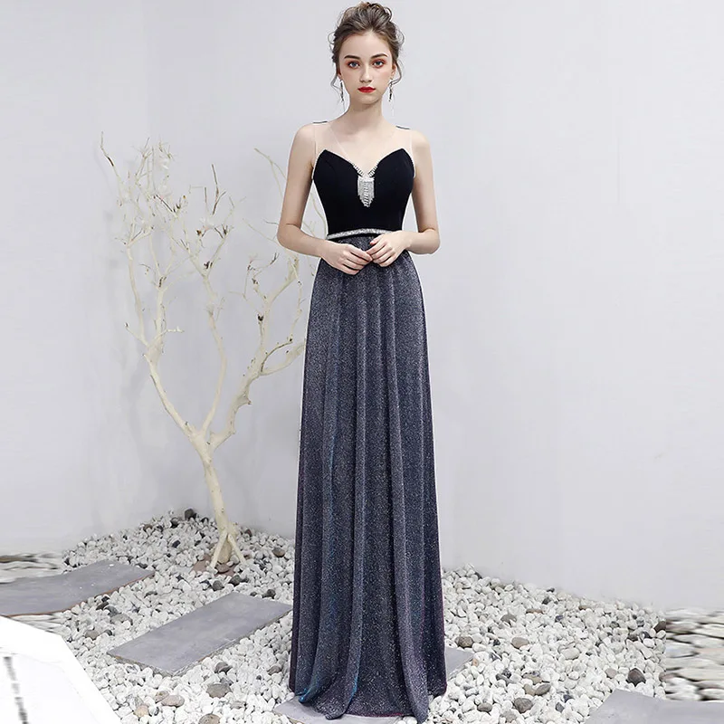 

Black Diamonds V Neck Sleeveless Straight Luxury Special Occasion Long Dress Elegant Party Club Wear Sexy Celebrity Dresses 2019