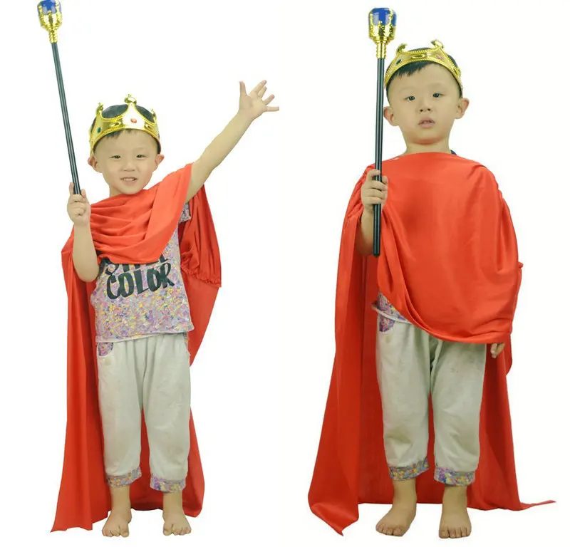 Royal Crown Sceptre Cloak Cape Kids Adult King Queen Costume Halloween Party Cosplay Props| |